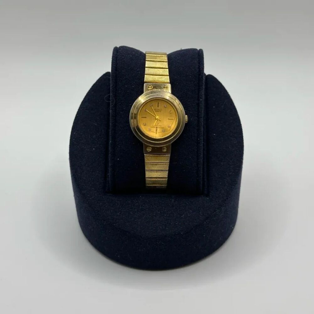 Vintage Seiko Quartz Diamond Dial Gold Tone Women's Watch 7431-7010